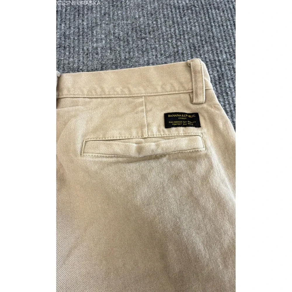 Banana Republic Men's Tan Slim Chinos Khaki Stretch Cotton Pants Sz 31x32